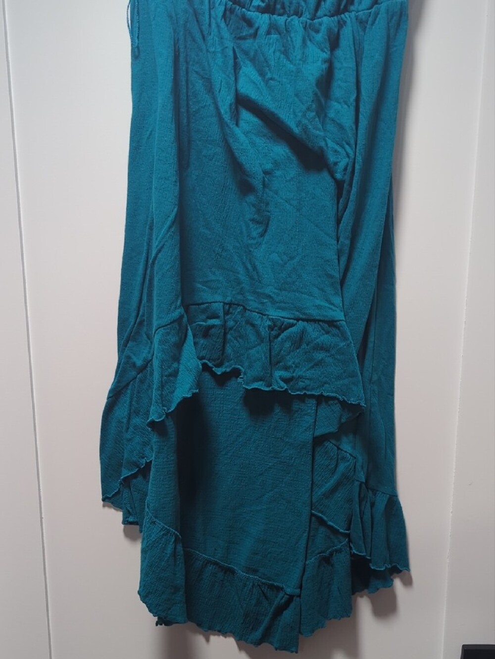 Almost Famous Teal Off-Shoulder High-Low Ruffle Dress - Picture 4 of 4